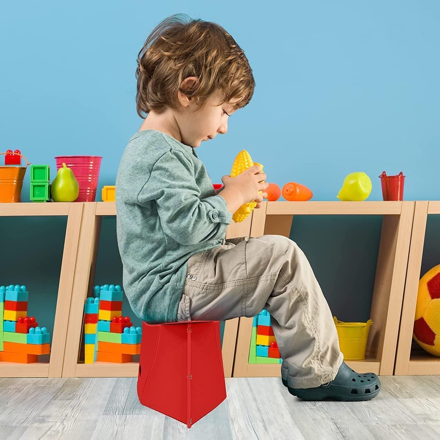 Sturdy & Lite Weight Portable Folding Plastic Stool (Assorted Colors)